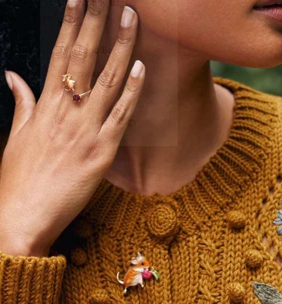 Fable England Enamel Vole Brooch 2 Fable England Enamel Vole Brooch - Image 2